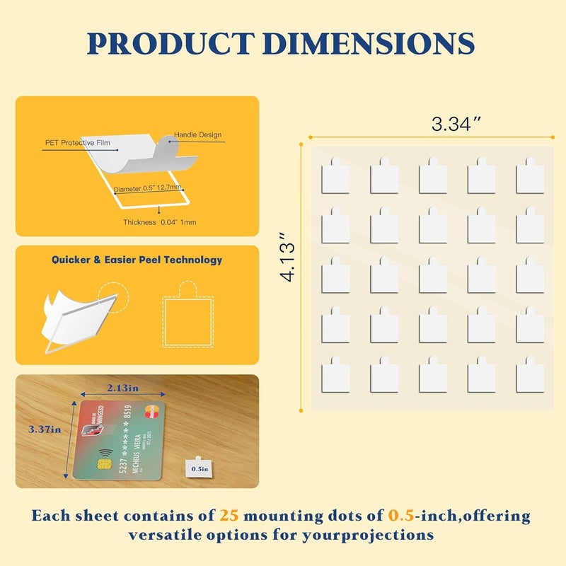 vimiroo 0.5'' Double Sided Adhesive Dots, 75Pcs Clear Adhesive Mounting Putty, Waterproof No Residue Adhesive Putty, Sticky Putty for Wall Hanging, Crafts, Posters Festival Decoration Museum - Image 2